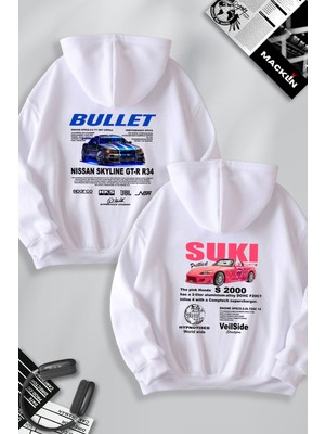 Macklin Sevgili - Arkadaş Çift Kombini Bullet ve Suki Sırt Baskılı Özel Tasarım Kapüşonlu Sweatshirt 2li Takım