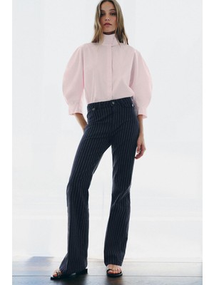 Allbucks Zara, Zw Collection Yüksek Bel Çizgili Flare Jean Pantolon ABZRA00034