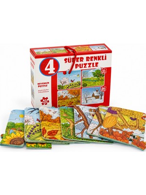 Miss Mojo 2488 Mevsimler Süper Renkli Puzzle 4lü