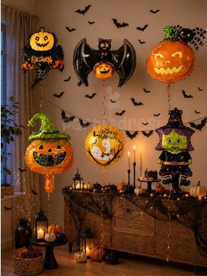 Parti Adresi Halloween Mini Balon Seti cadılar Bayramı Parti Folyo Balonu 6'lı