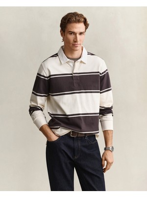 Gant Erkek Kahverengi Çizgili Rugby Yaka T-Shirt 2065071.221