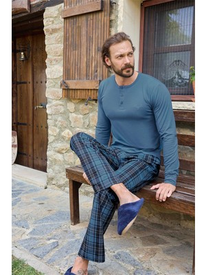 Aydoğan Erkek Civan Patlı Modal Mavi Pijama Takım 3487