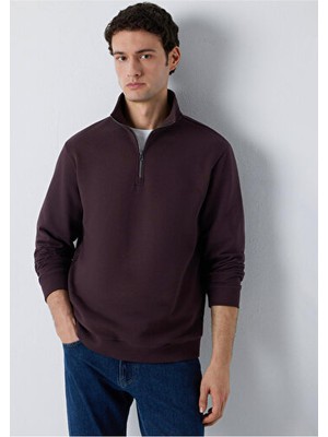Mavi M0S20027-88083 Yarım Fermuarlı Sweatshırt Chocolate Plu Erkek Sweatshirt