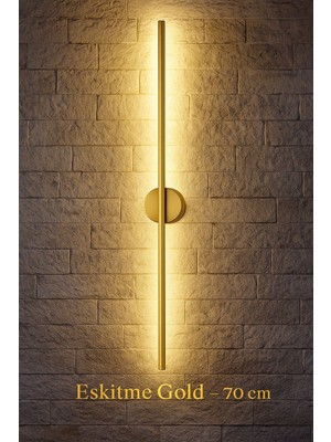 Modern Pilli Aplik Tak Çalıştır Kablosuz Ledli Aplik Eskitme Gold Pil Dahildir 70CM