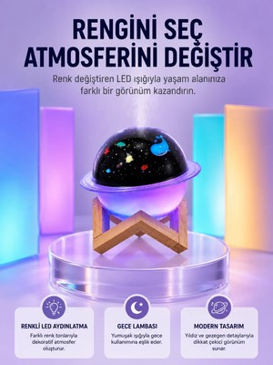 Miss Mojo USB ile Çalışan Projektörlü Aromaterapi Nemlendirici Masaüstü Kullanım Için Uygun
