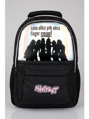 x Dekomus Lisanslı Manifest Finger Snap Collection Okul Çantası
