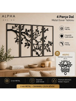Alpha Metal Design Alpha Metal Desıgn 4’lü Hayat Ağacı Metal Duvar Tablosu – AMD6450