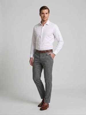 Centilmen Ecer Erkek Slim Fit Keten Görünümlü Klasik Kumaş Pantolon 24786610