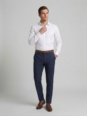 Centilmen Ecer Erkek Slim Fit Keten Görünümlü Klasik Kumaş Pantolon 24786610