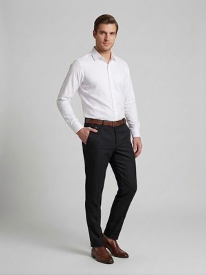 Centilmen Ecer Erkek Slim Fit Keten Görünümlü Klasik Kumaş Pantolon 24786610