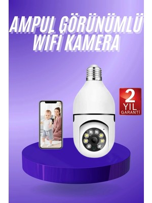 Epilons Güvenlik Kamerası Wi-Fi Özellikli 360 Derece Full Hd 1080P Ampül Kamera