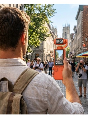 Epilons Kompakt 4K Gimbal Kamera 180 Derece Döner Başlık Stabil Video ve Vlog Uyumlu