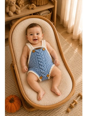 Unisex Bebek Salopet Tulum 0-6 Ay | El Örgüsü Alize Puffy Romper | Premium Tasarım Bebek Hediyesi