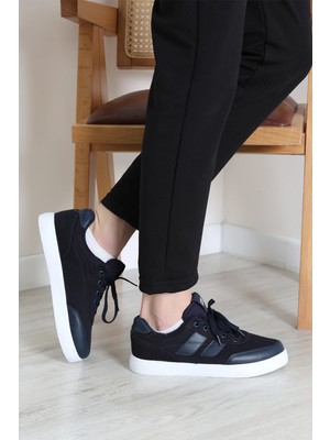 Clodi Erkek Lacivert Nefes Alabilir Keten Ayakkabı - Rahat Taban Günlük Bağcıklı Casual Sneaker