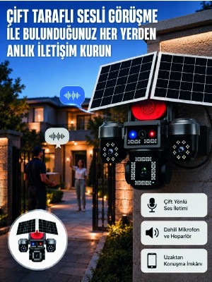 Epilons LED Projektörlü Sirenli Güneş Enerjili Akıllı Güvenlik Kamerası