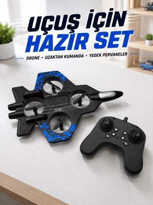 Epilons Savaş Jeti Görünümlü Drone 2.4g Kumandalı Jiroskoplu 360° Akrobatik Takla Yedek Pervaneli