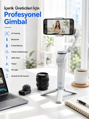 Epilons Akıllı Telefon Gimbal Sabitleyici 360° Takip Özellikli Profesyonel Video Çekim Stabilizeri