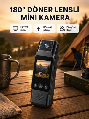 Epilons 180° Döner Lensli Mini Kamera 1080P Full Hd Hareket Algılama 1200MAH