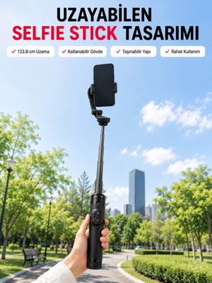 Epilons Aı Takipli Gimbal Selfie Stick 360° Otomatik Yüz Takibi Bluetooth Kumandalı Uzayabilir Tripodlu Telefon Sabitleyici