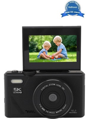 Epilons 5k 75MP Hd Dijital Kamera 18X Dijital Zoom, Flaşlı,3.0 Inç Ekranlı Fotoğraf Makinesi