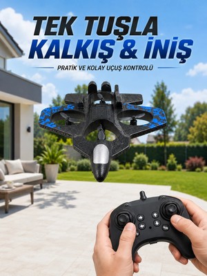 Epilons 4 Pervaneli Jet Uçak Drone Uzaktan Kumandalı 360° Takla Renkli Işıklı Dengeli Uçuş