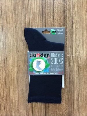 Dündar Unisex Lacivert Bambu 3'lü Dikişsiz Diyabetik Çorap-Lacivert-36 - 40