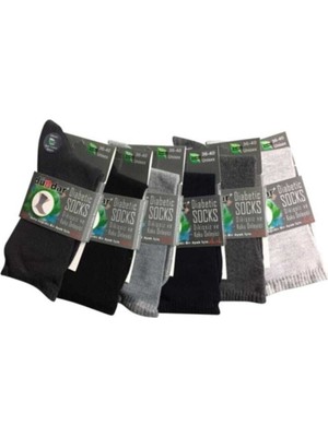 Dündar Unisex Diyabetik Bambu Dikişsiz Sıkmayan Çorap 6"lı-Siyah-40-44