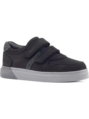 Ortopedikal Rakerplus 3751-SNGGR Siyahnubuk-Gri Gri Tbn % 100 Hakiki Deri Cırtlı Erkek Çocuk Sneaker