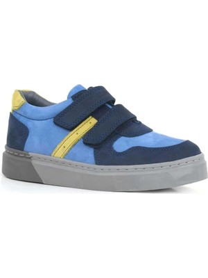 Ortopedikal Rakerplus 3751-LMAY Lacivert Mavi % 100 Hakiki Deri Cırtlı Erkek Çocuk Sneaker Günlük
