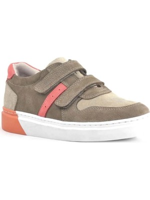 Ortopedikal Rakerplus 3751-KMT Kum % 100 Hakiki Deri Cırtlı Erkek Çocuk Sneaker Günlük