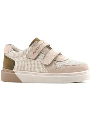 Ortopedikal Rakerplus 3751-VZHK Vizon Kahve % 100 Hakiki Deri Cırtlı Erkek Çocuk Sneaker