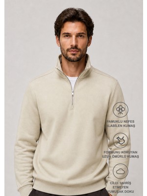 Redline Runi Basic Regular Fit Pamuklu Kışlık Sweatshirt Bej