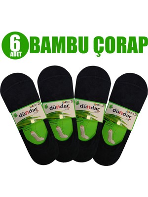Dündar Plus 4 Mevsim Kaydırmaz Silikon Bantlı 6 Adet Siyah Erkek Bambu Babet Çorap-Siyah-41-44