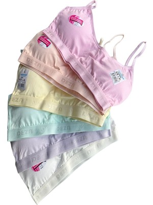 DONDEZA 6 lı Dondeza Ip Askılı Pedli Büstiyer Alıştırma Sütyeni Crop-RENGARENK PASTEL-15-16 Yaş