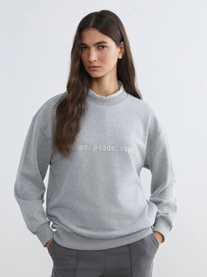 Lc Waikiki Yeni Sezon Bisiklet Yaka Baskılı Kadın Sweatshirt