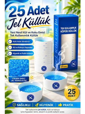 Tasarım Evi 25 Adet Tek Kullanımlık Kül Tablası Kokusuz Taşınabilir Pratik Jel Küllük Seti Ofis Kafe Ev