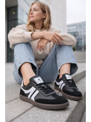 İnan Ayakkabı Siyah Beyaz Kadın Sneaker N-3271