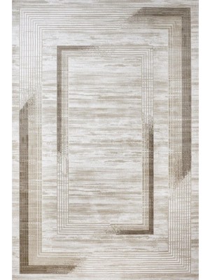 Bespoky Outlet Halı Kahverengi 100X150 Dikdörtgen Saçaklı Yıkanabilir Kaymaz Taban Salon Halısı