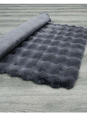 Hali.Net Outlet Halı Antrasit 200X200 Dikdörtgen Saçaksız Yıkanabilir Kaymaz Taban Salon Halısı