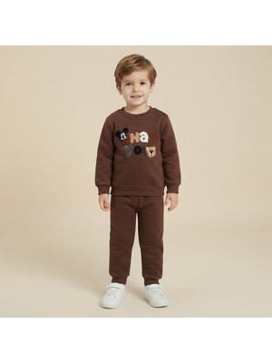 Cubbux Erkek Çocuk 3 Iplik Şardonlu Kışlık Sweatshirt ve Eşofman Altı Kombin Takım