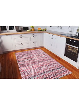 Kırmızı Saçaksız Yıkanabilir Kaymaz Taban Salon Halısı 150X150 Outlet
