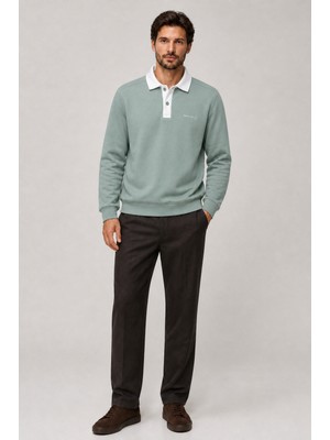 Redline Snap Erkek Regular Fit Düğmeli Kışlık Sweatshirt Mint