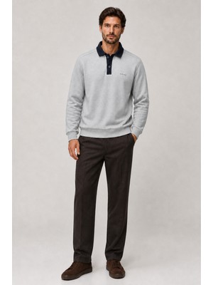 Redline Snap Erkek Regular Fit Düğmeli Kışlık Sweatshirt Gri