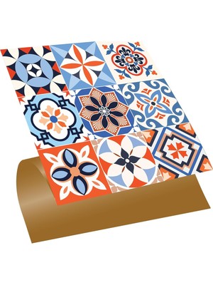 Ayrex Kendinden Yapışkanlı Fayans Çıkartması, Zemin Duvar Kaplama, Yapışkanlı Fayans Kaplama Pvc Karo Karma Meksika 019 Desenli 30X30 cm (11 Adet / 1 M²)