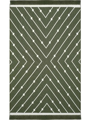 Ayrex Cool Halı Lovely Yeşil Kilim Halı Çift Taraflı Makinede Yıkanabilir Banyo Mutfak Balkon Kilimi