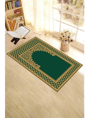 Ayrex Evdeya Dijital Baskılı Yıkanabilir Silinebilir Modern Namazlık Seccade 70X130 cm Seccade-07, Yeşil, 70 x 130