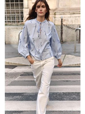 Allbucks Zara, Işlemeli Desenli Gömlek Bluz ABZRA00140