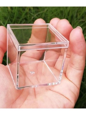 Ayrex Tinky Winky Mika Kutu Şeffaf 5X5CM Kare Düğün Nişan Kına Hediyelik Mika Kutu 10'lu Şeffaf