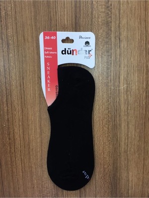 Dündar-Unisex Siyah Pamuklu 3'lü Dikişsiz Sneaker Çorap-Siyah-36 - 40