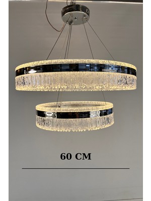 GN Gen Aydınlatma Modern Tasarım Çift Katlı Kristal Halka LED Avize